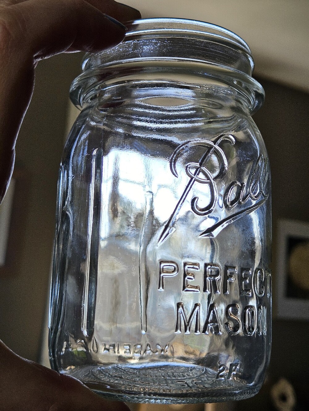 Set Of 4 Vintage BALL Perfect Mason 12 oz Jars Square Ribbed Glass Canning USA - Picture 4 of 16